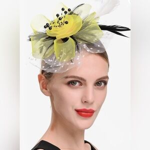 Yellow, white and Black Fascinator (KENTUCKY DERBY)